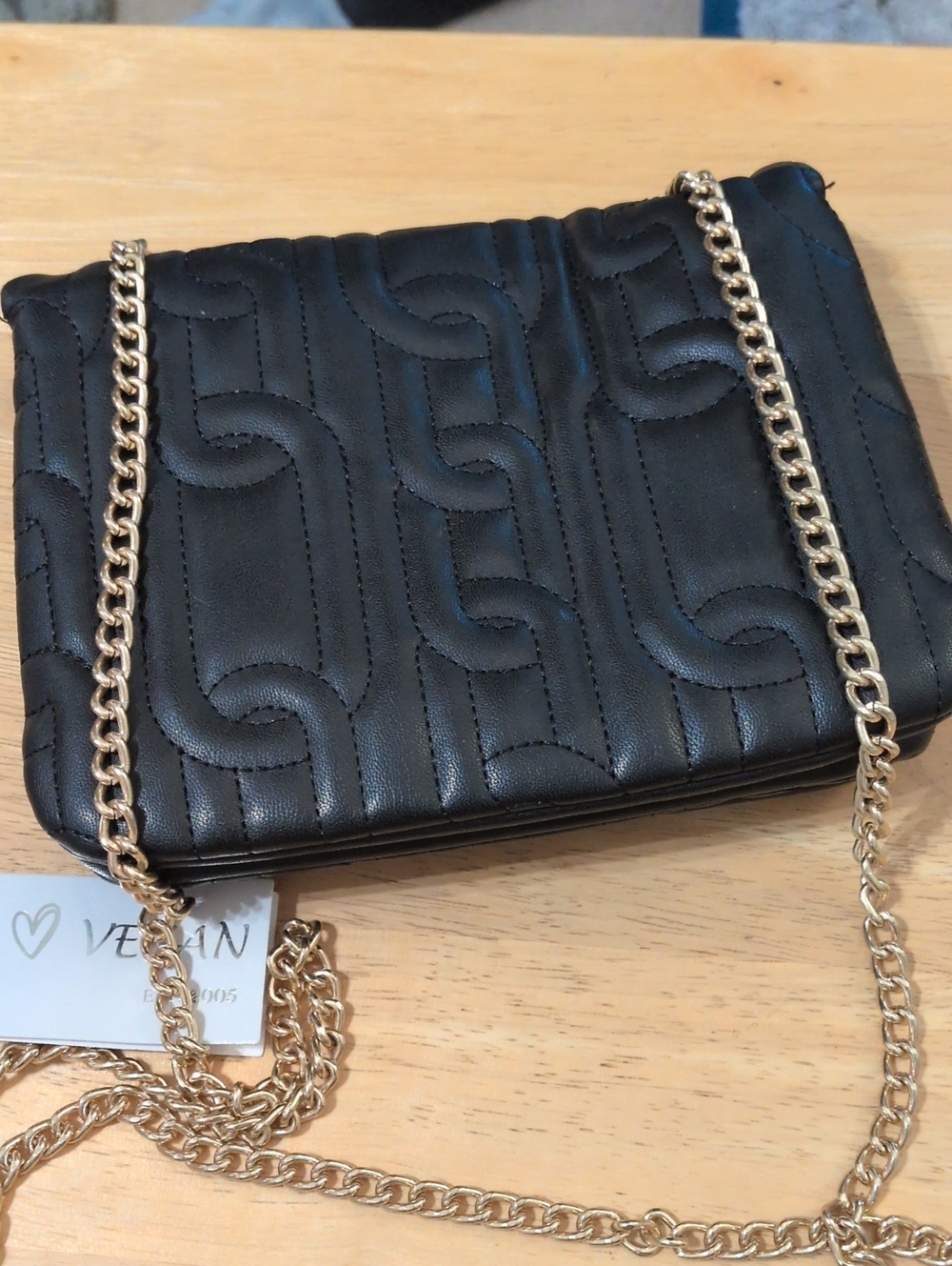 Vegan Small Black Quilted Purse - Picture 5 of 7